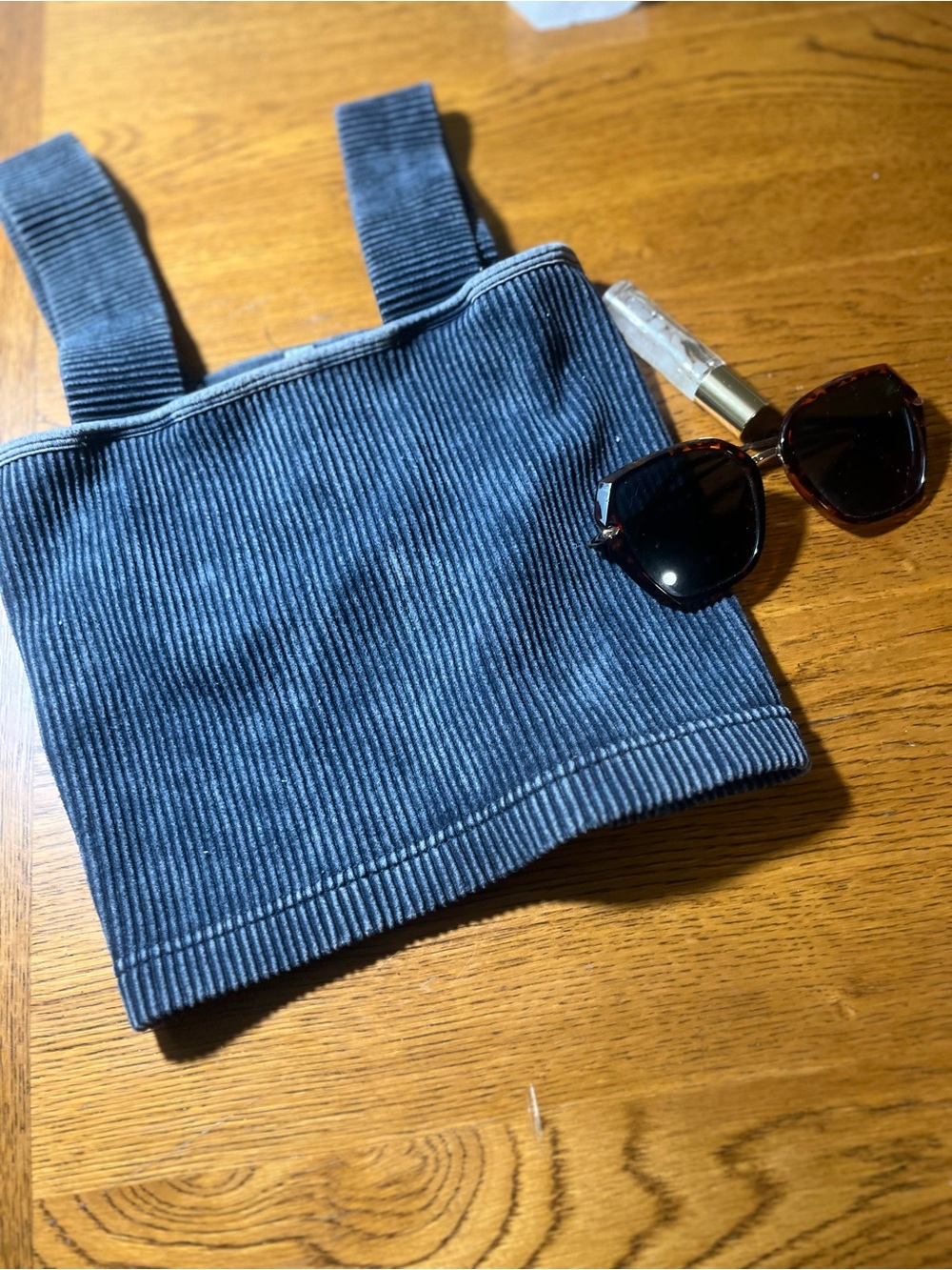 Navy Corduroy Crop Tank